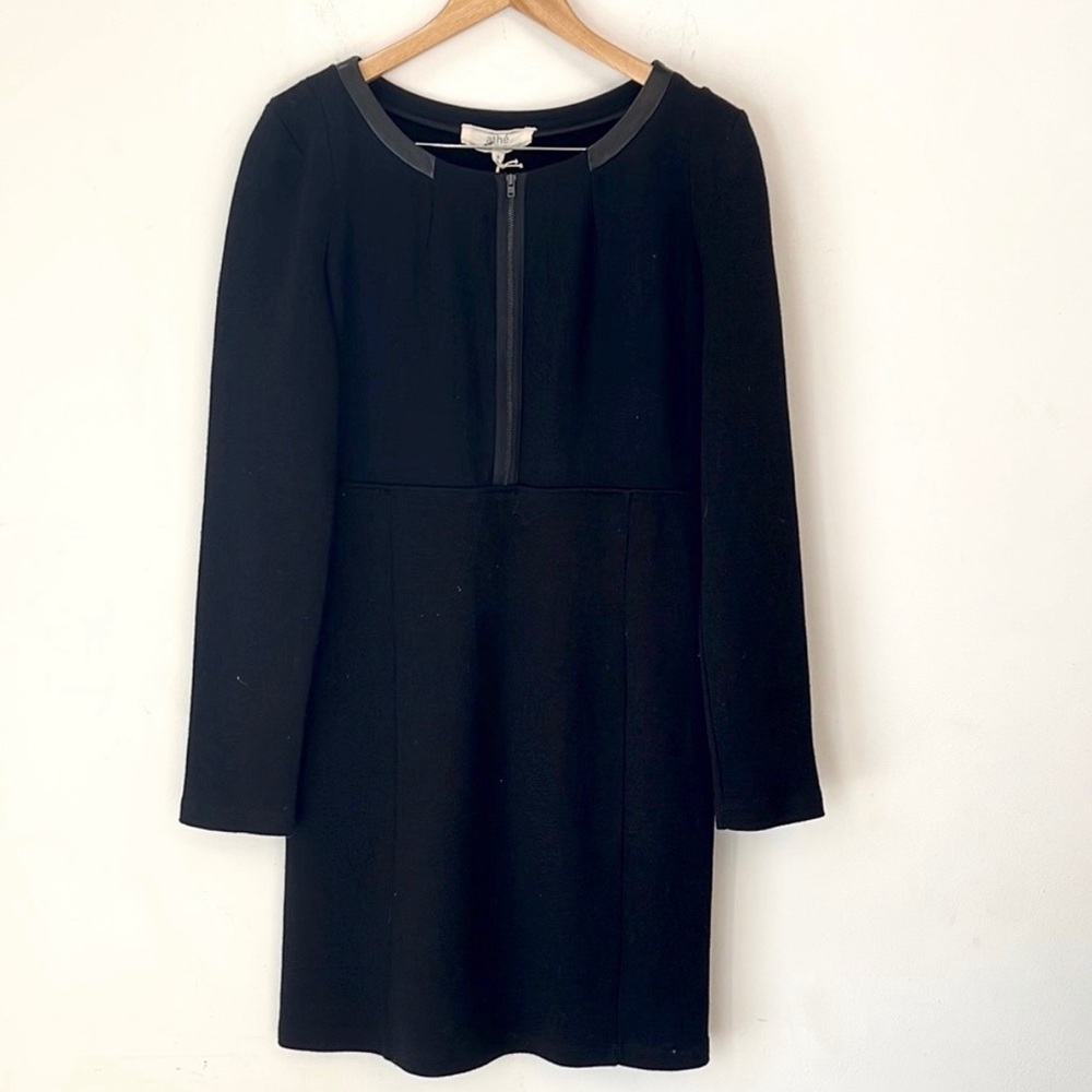 VANESSA BRUNO ATHE Black Wool and Leather Mid-Length Dress Old Money (3) 10